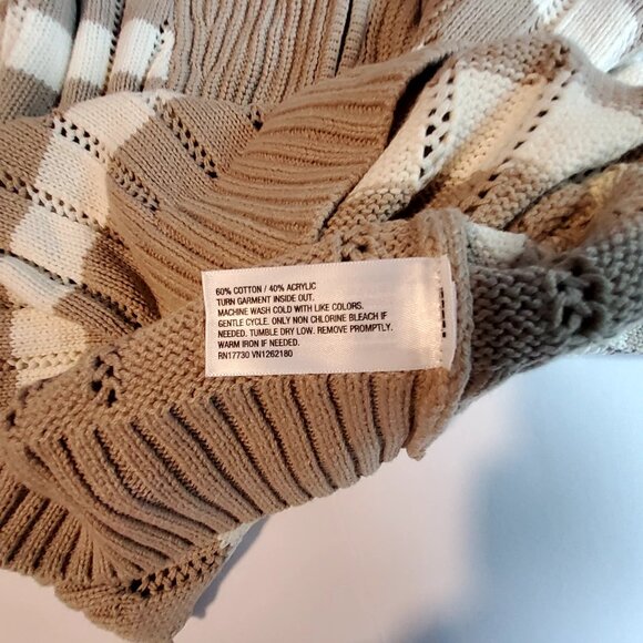 Plaid Mock Neck Sweater By A New Day In Taupe & Cream Acrylic/Cotton Blend Siz S - Picture 7 of 12